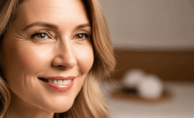 Smooth, glowing skin of a mature woman, representing possible results of peptide therapy.