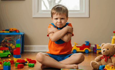 A frustrated preschooler after hearing "No"
