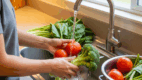 Washing produce to prevent parasite infections.