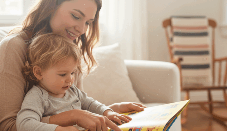 Reading together supports joint attention, vocabulary, and social connection.