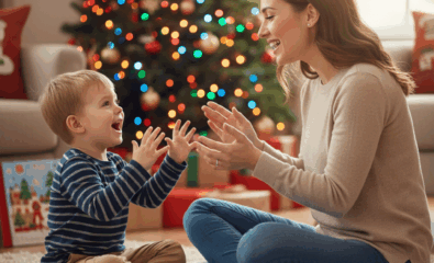 Songs with gestures help toddlers imitate sounds and understand new action words.