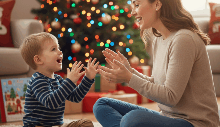 Songs with gestures help toddlers imitate sounds and understand new action words.