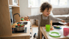 A pretend kitchen is a great holiday gifts for language development.