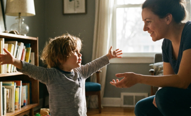 Young child expressing emotions while learning to use mature speech