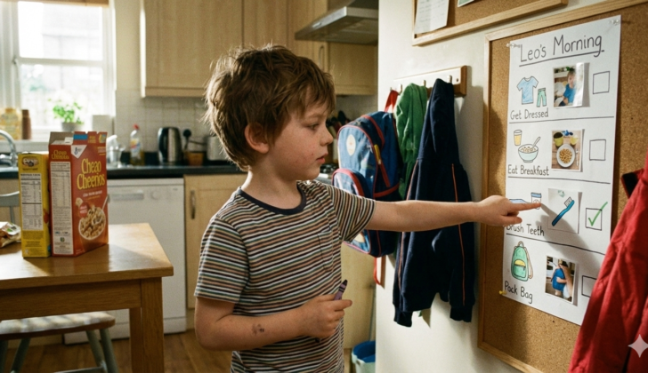 Visual supports like a visual routine help children understand what comes next