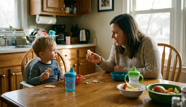 Everyday routines like snack time are perfect for modeling “I want” and “Help me.”