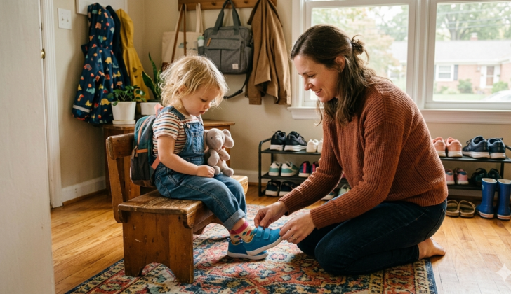 Repeating the same words during routines helps children learn faster.