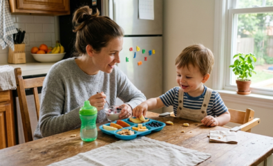 Everyday routines like snack time are perfect for modeling short phrases.
