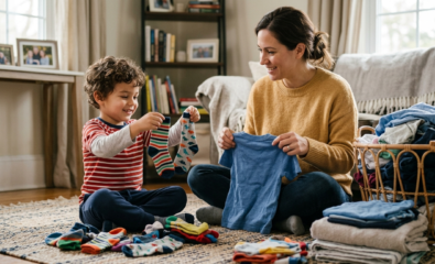 Everyday routines like laundry create natural opportunities for language learning.