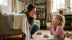 Parent encouraging eye contact naturally during play-based activities.