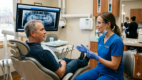 Dentist evaluating oral health concerns related to Ozempic side effects.