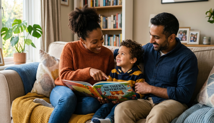 A Parent Reading to a Bilingual Child