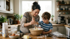 Cooking together creates natural opportunities to practice sequencing, following directions, vocabulary, and communication.