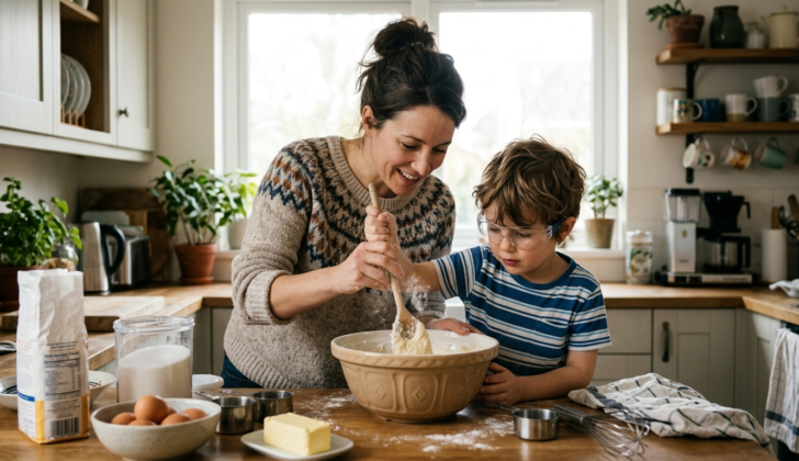 Cooking together creates natural opportunities to practice sequencing, following directions, vocabulary, and communication.