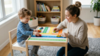 Child enjoying a low-mess sensory activity with a parent