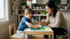 Young child engaging in sensory play with a parent to support speech and language development